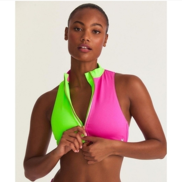 New LoveShackFancy x Hurley Max Solid Blocked High Neck Bikini Top NWT Small - Picture 8 of 17